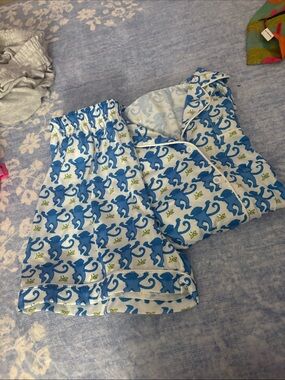 Blue Monkey Print Pajama Set - Soft Cotton Short Set